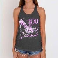 Fabulous & 100 Sparkly Shiny Heel 100th Birthday Women's Knotted Racerback Tank