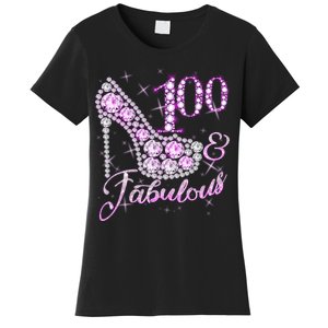 Fabulous & 100 Sparkly Shiny Heel 100th Birthday Women's T-Shirt