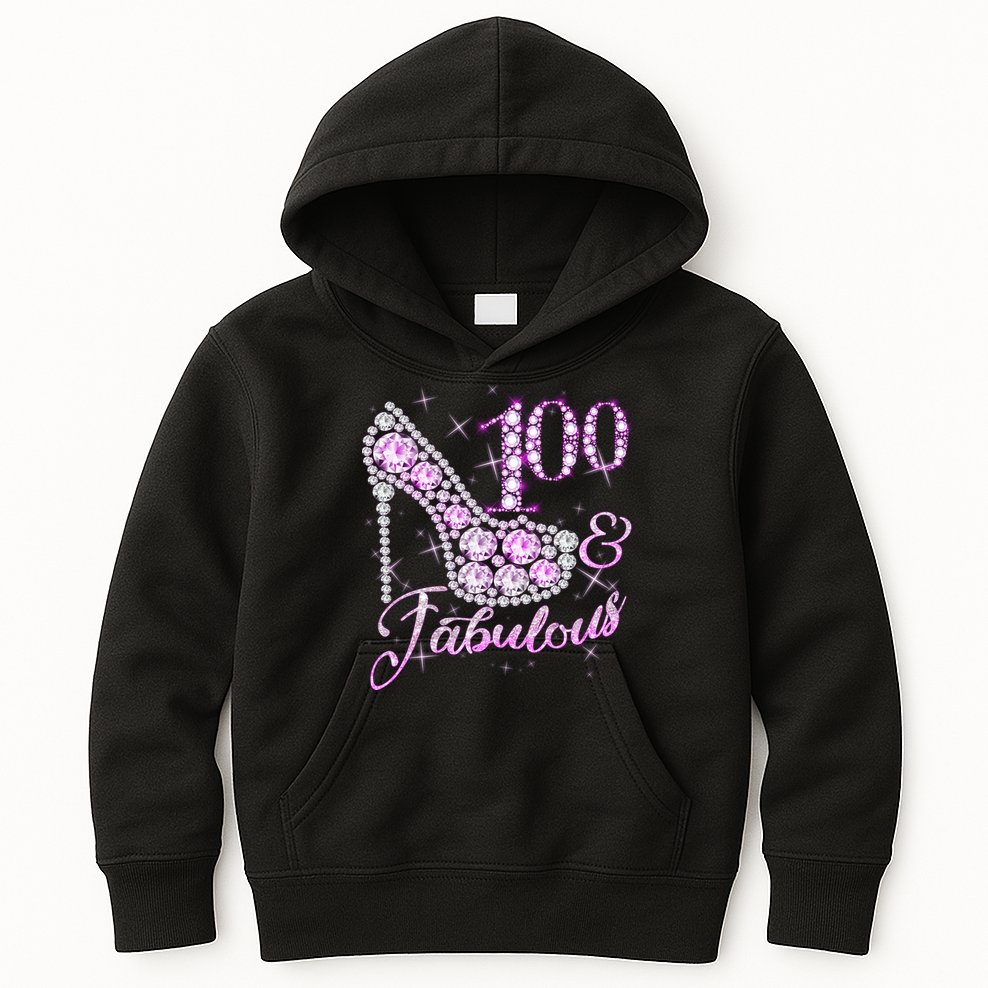 Fabulous & 100 Sparkly Shiny Heel 100th Birthday Kids Hoodie