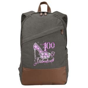 Fabulous & 100 Sparkly Shiny Heel 100th Birthday Cotton Canvas Backpack