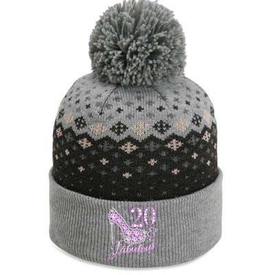 Fabulous & 20 Sparkly Shiny Heel 20th Birthday The Baniff Cuffed Pom Beanie