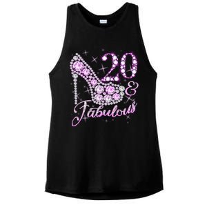 Fabulous & 20 Sparkly Shiny Heel 20th Birthday Ladies PosiCharge Tri-Blend Wicking Tank