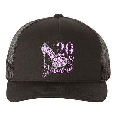 Fabulous & 20 Sparkly Shiny Heel 20th Birthday Yupoong Adult 5-Panel Trucker Hat