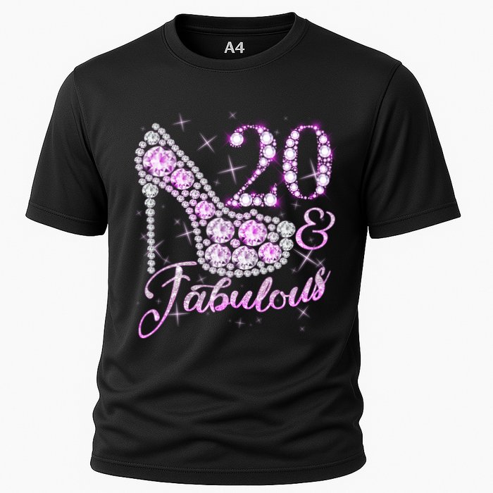 Fabulous & 20 Sparkly Shiny Heel 20th Birthday Cooling Performance Crew T-Shirt