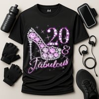 Fabulous & 20 Sparkly Shiny Heel 20th Birthday Cooling Performance Crew T-Shirt
