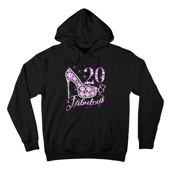 Fabulous & 20 Sparkly Shiny Heel 20th Birthday Hoodie