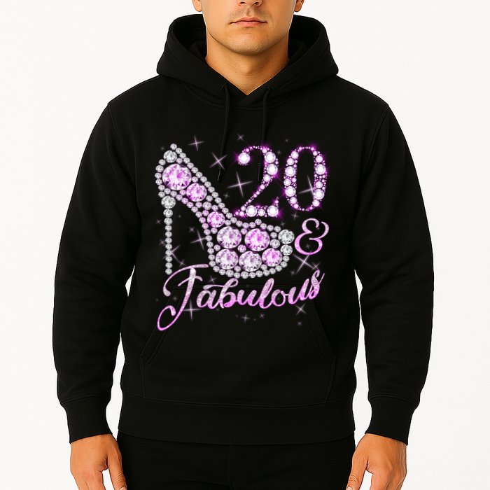 Fabulous & 20 Sparkly Shiny Heel 20th Birthday Hoodie