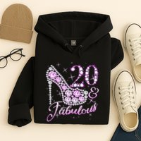 Fabulous & 20 Sparkly Shiny Heel 20th Birthday Hoodie