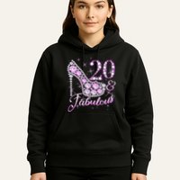 Fabulous & 20 Sparkly Shiny Heel 20th Birthday Hoodie