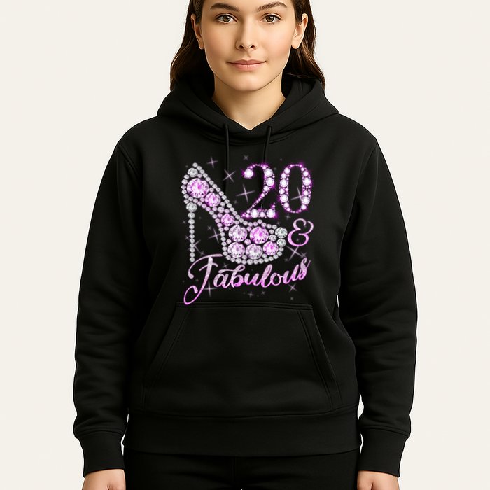 Fabulous & 20 Sparkly Shiny Heel 20th Birthday Hoodie
