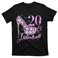 Fabulous & 20 Sparkly Shiny Heel 20th Birthday T-Shirt