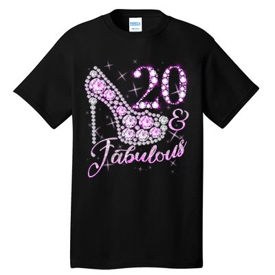 Fabulous & 20 Sparkly Shiny Heel 20th Birthday Tall T-Shirt