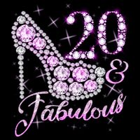 Fabulous & 20 Sparkly Shiny Heel 20th Birthday Button