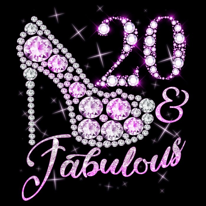 Fabulous & 20 Sparkly Shiny Heel 20th Birthday Button