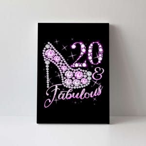 Fabulous & 20 Sparkly Shiny Heel 20th Birthday Canvas