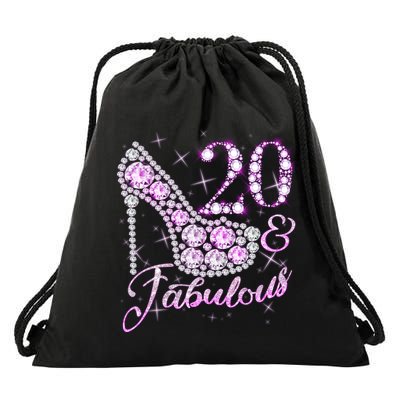 Fabulous & 20 Sparkly Shiny Heel 20th Birthday Drawstring Bag
