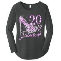 Fabulous & 20 Sparkly Shiny Heel 20th Birthday Women's Perfect Tri Tunic Long Sleeve Shirt