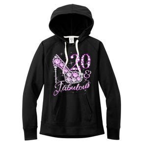 Fabulous & 20 Sparkly Shiny Heel 20th Birthday Women's Fleece Hoodie