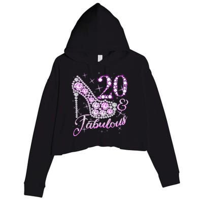 Fabulous & 20 Sparkly Shiny Heel 20th Birthday Crop Fleece Hoodie