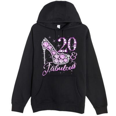 Fabulous & 20 Sparkly Shiny Heel 20th Birthday Premium Pullover Hoodie