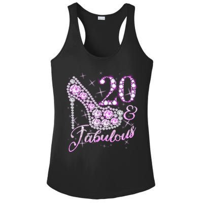 Fabulous & 20 Sparkly Shiny Heel 20th Birthday Ladies PosiCharge Competitor Racerback Tank