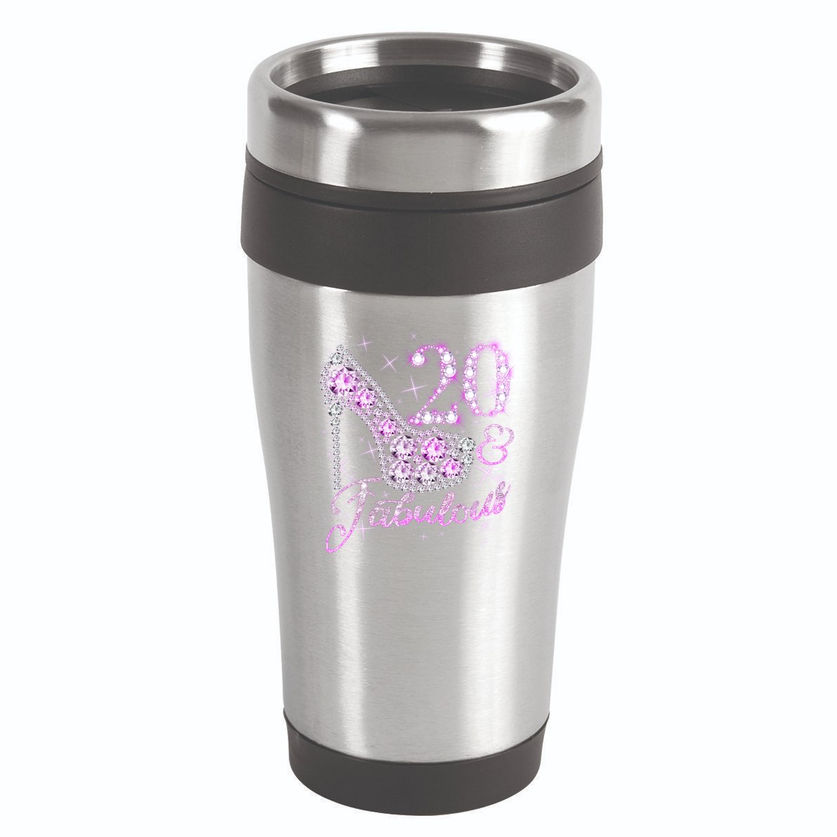 Fabulous & 20 Sparkly Shiny Heel 20th Birthday 16oz Travel Tumbler