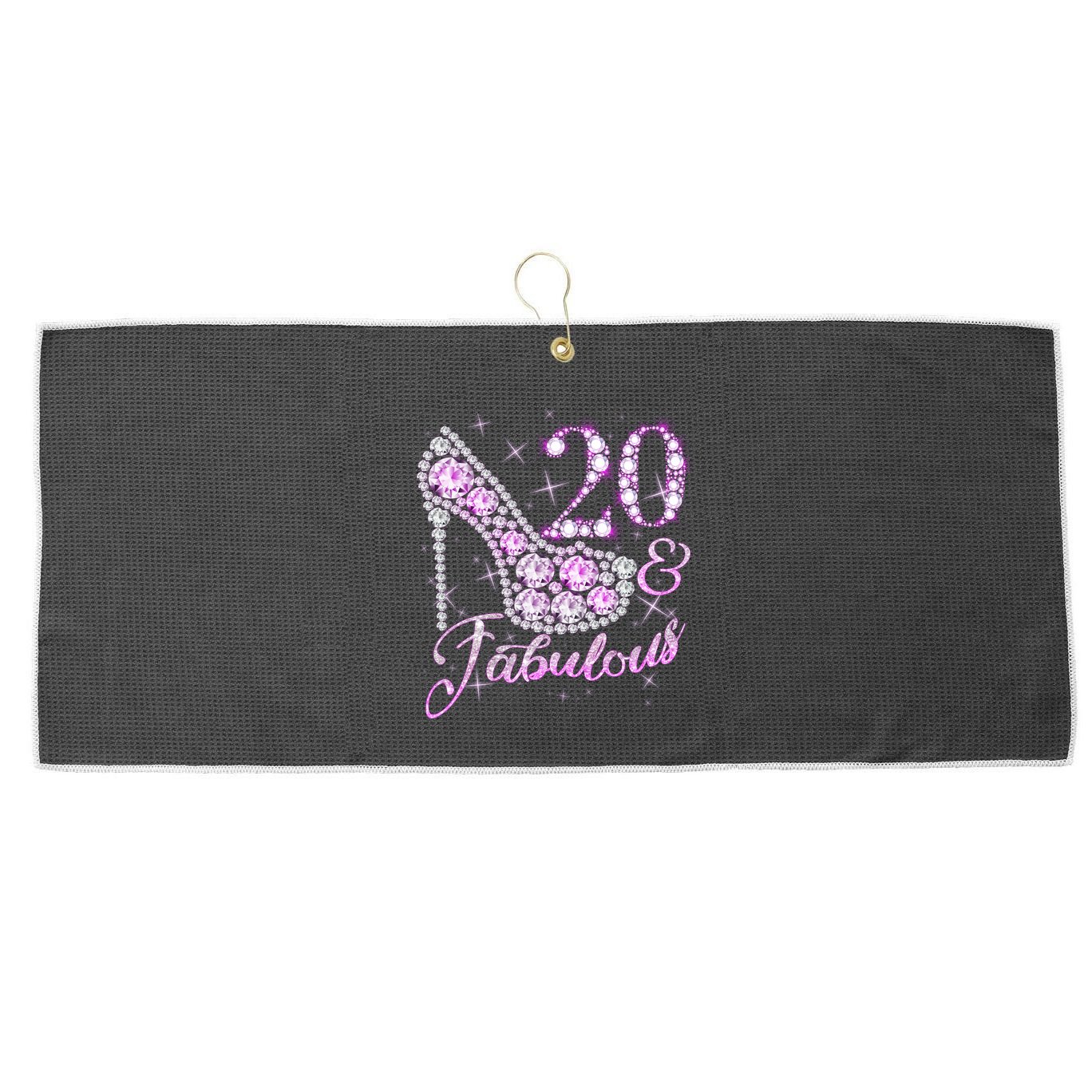 Fabulous & 20 Sparkly Shiny Heel 20th Birthday Large Microfiber Waffle Golf Towel