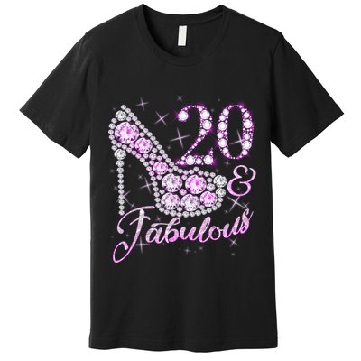 Fabulous & 20 Sparkly Shiny Heel 20th Birthday Premium T-Shirt