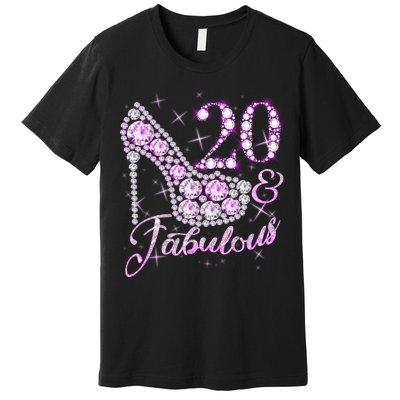 Fabulous & 20 Sparkly Shiny Heel 20th Birthday Premium T-Shirt