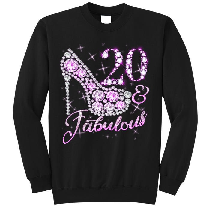 Fabulous & 20 Sparkly Shiny Heel 20th Birthday Tall Sweatshirt