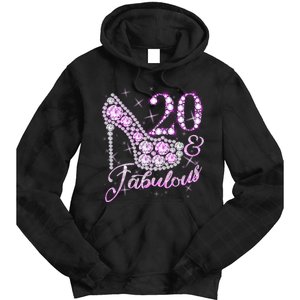 Fabulous & 20 Sparkly Shiny Heel 20th Birthday Tie Dye Hoodie