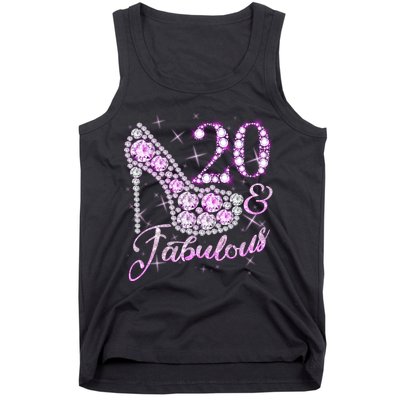 Fabulous & 20 Sparkly Shiny Heel 20th Birthday Tank Top