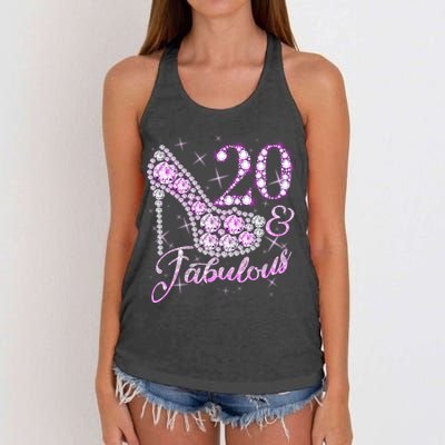 Fabulous & 20 Sparkly Shiny Heel 20th Birthday Women's Knotted Racerback Tank