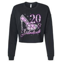 Fabulous & 20 Sparkly Shiny Heel 20th Birthday Cropped Pullover Crew