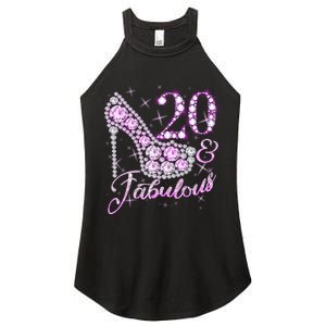 Fabulous & 20 Sparkly Shiny Heel 20th Birthday Women's Perfect Tri Rocker Tank