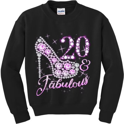Fabulous & 20 Sparkly Shiny Heel 20th Birthday Kids Sweatshirt