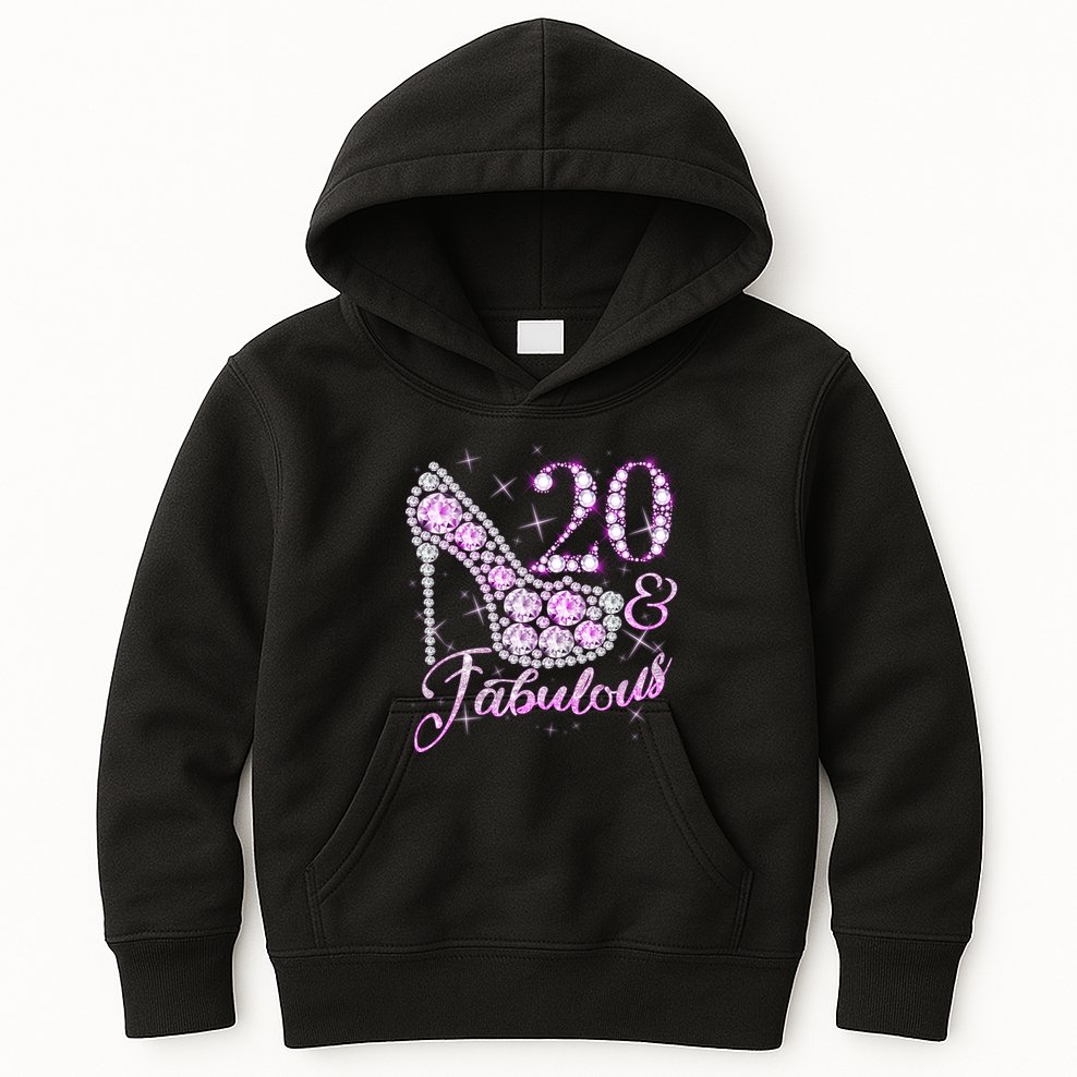 Fabulous & 20 Sparkly Shiny Heel 20th Birthday Kids Hoodie