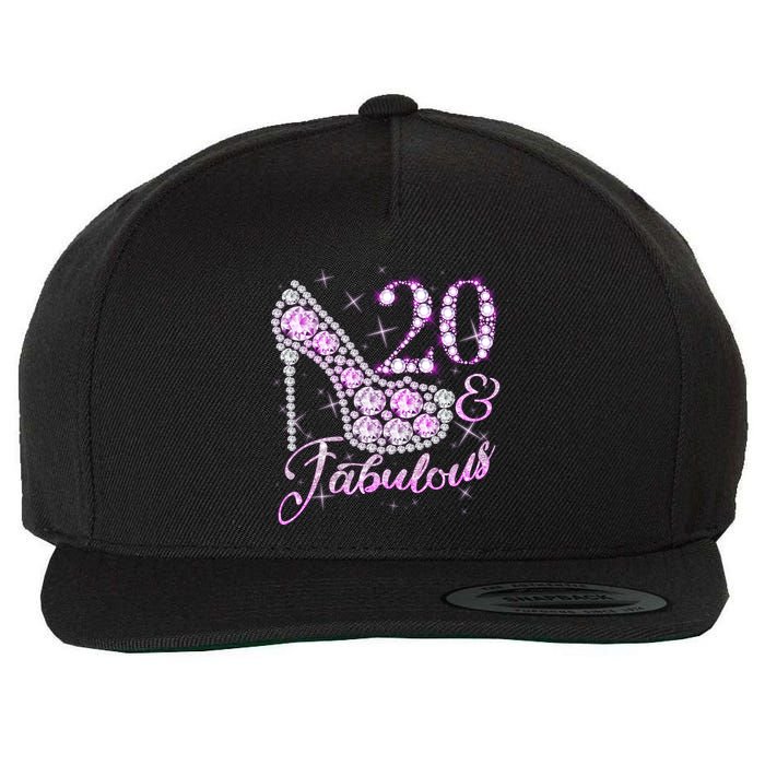 Fabulous & 20 Sparkly Shiny Heel 20th Birthday Wool Snapback Cap