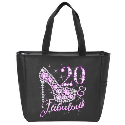 Fabulous & 20 Sparkly Shiny Heel 20th Birthday Zip Tote Bag