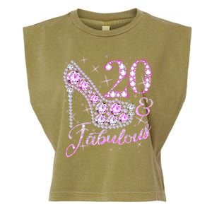 Fabulous & 20 Sparkly Shiny Heel 20th Birthday Garment-Dyed Women's Muscle Tee