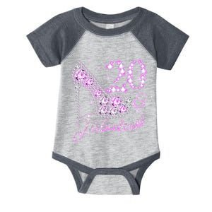 Fabulous & 20 Sparkly Shiny Heel 20th Birthday Infant Baby Jersey Bodysuit