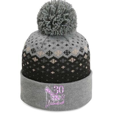 Fabulous & 30 Sparkly Shiny Heel 30th Birthday The Baniff Cuffed Pom Beanie