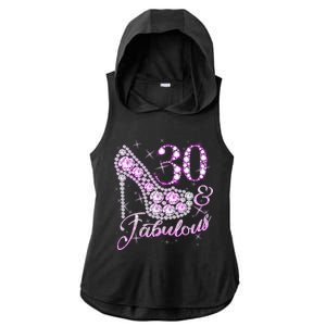 Fabulous & 30 Sparkly Shiny Heel 30th Birthday Ladies PosiCharge Tri-Blend Wicking Draft Hoodie Tank