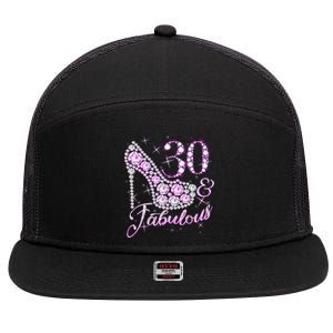 Fabulous & 30 Sparkly Shiny Heel 30th Birthday 7 Panel Mesh Trucker Snapback Hat