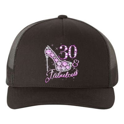 Fabulous & 30 Sparkly Shiny Heel 30th Birthday Yupoong Adult 5-Panel Trucker Hat