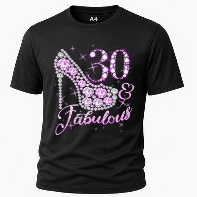 Fabulous & 30 Sparkly Shiny Heel 30th Birthday Performance Shirt