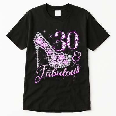 Fabulous & 30 Sparkly Shiny Heel 30th Birthday Tall T-Shirt