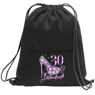 Fabulous & 30 Sparkly Shiny Heel 30th Birthday Sweatshirt Cinch Pack Bag