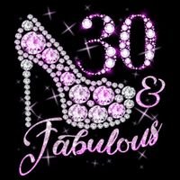 Fabulous & 30 Sparkly Shiny Heel 30th Birthday Button