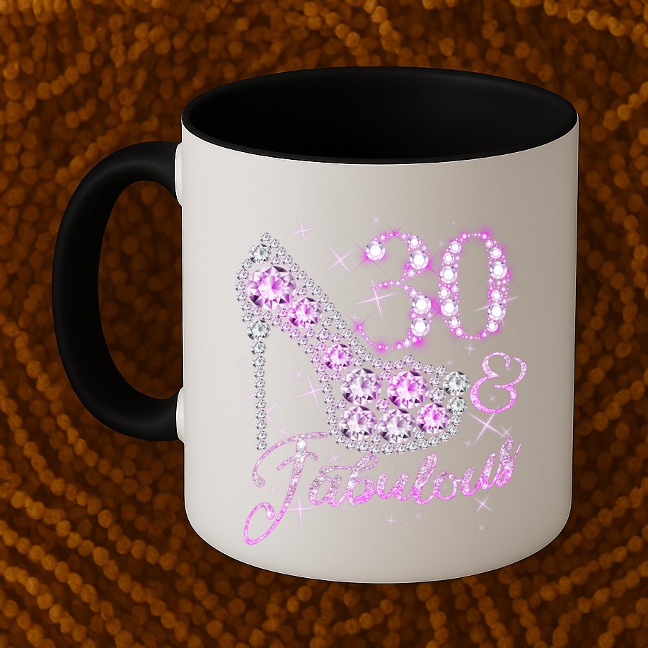 Fabulous & 30 Sparkly Shiny Heel 30th Birthday Mug